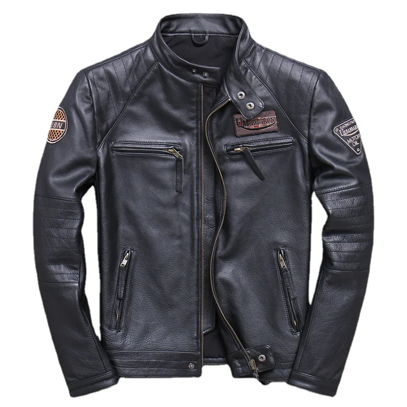 Leather Work Jacket - جاكيت لراكبي الدراجات من الجلد الأصلي