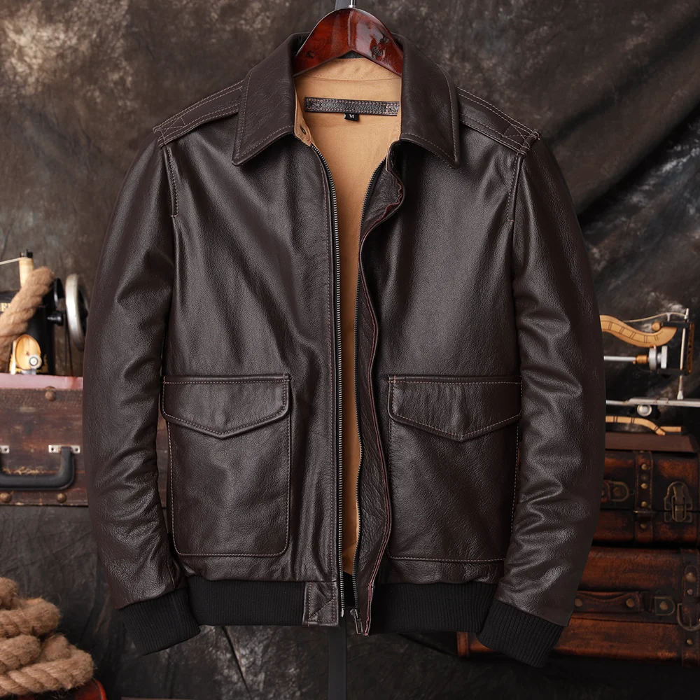 Leather Work Jacket - سترة طيار A2 من الجلد الطبيعي