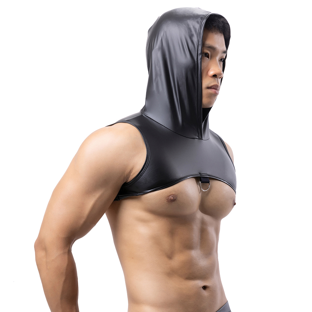 Leather Work Vest - الرجال فو الجلود مقنعين اللياقة البدنية