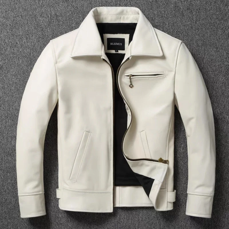 Leather Work Jacket - جاكيت رجالي من الجلد الطبيعي ،