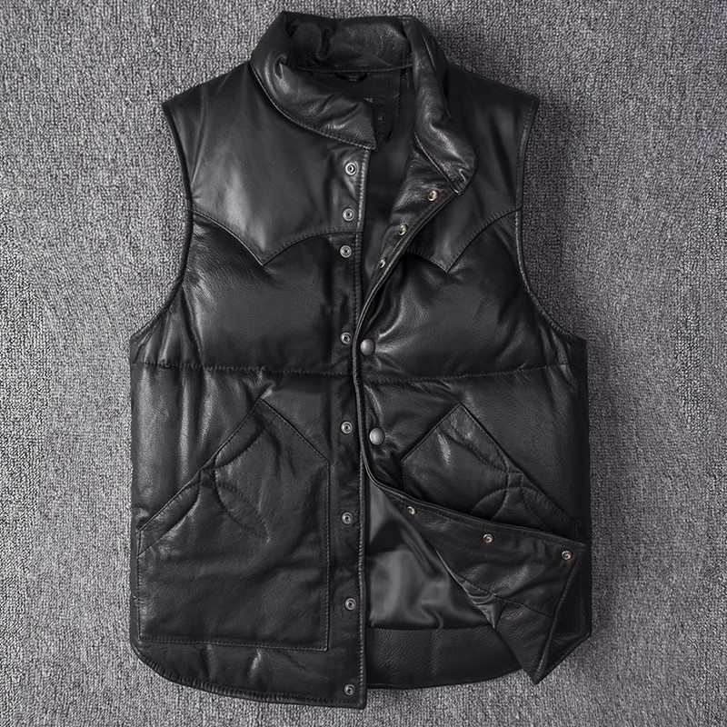 Leather Work Vest - سترة جلدية ضيقة للرجال من جلد