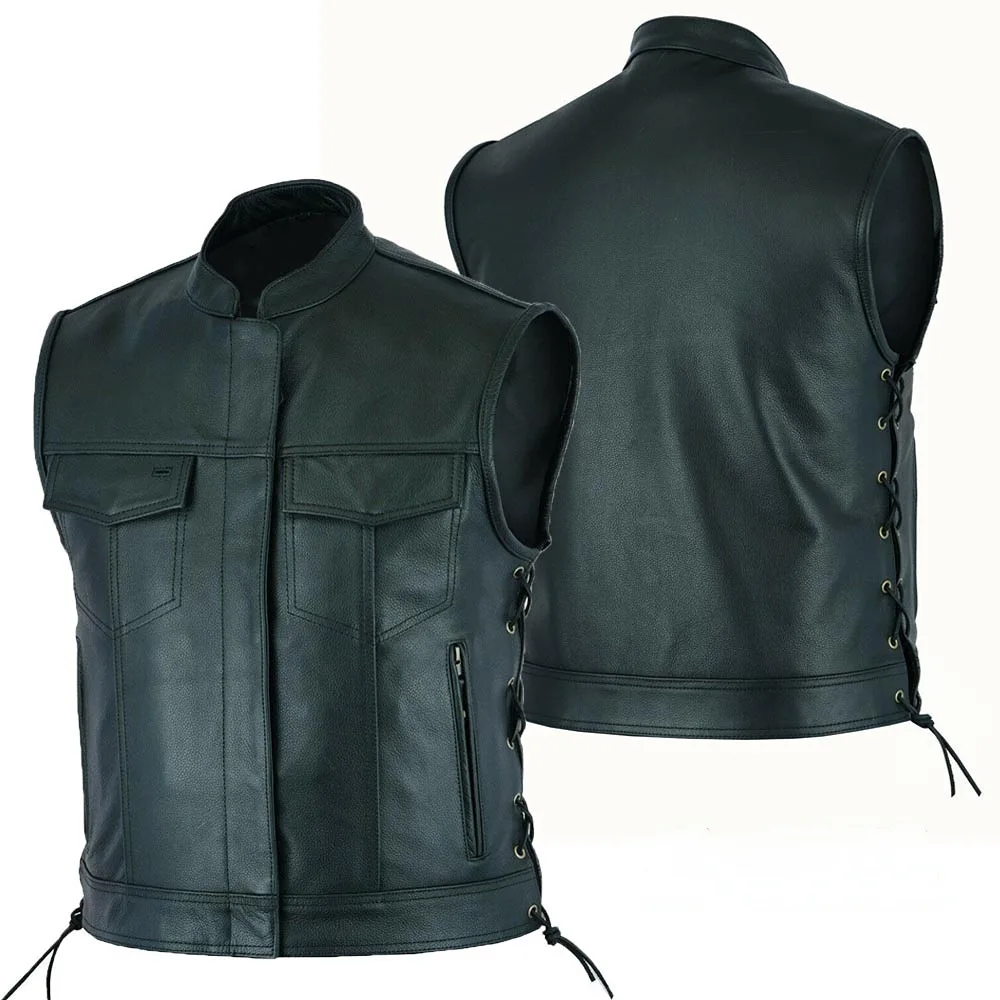 Leather Work Vest - سترة جلدية فاسق موضة معطف غير