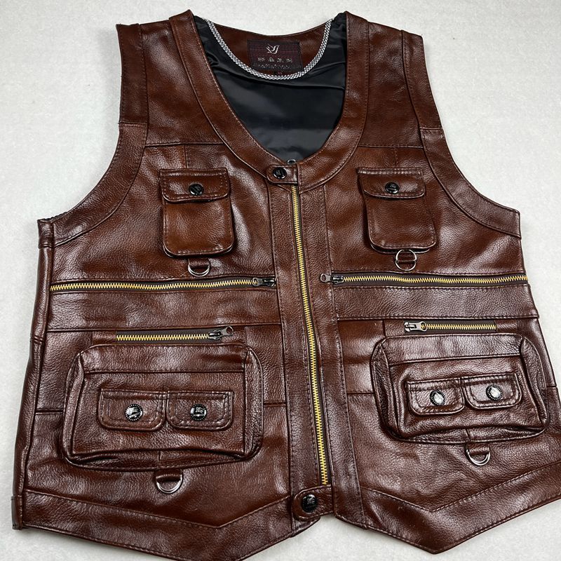جلد البقر سترة جلدية حقيقية صد - مراجعة Leather Work Vest وسعره