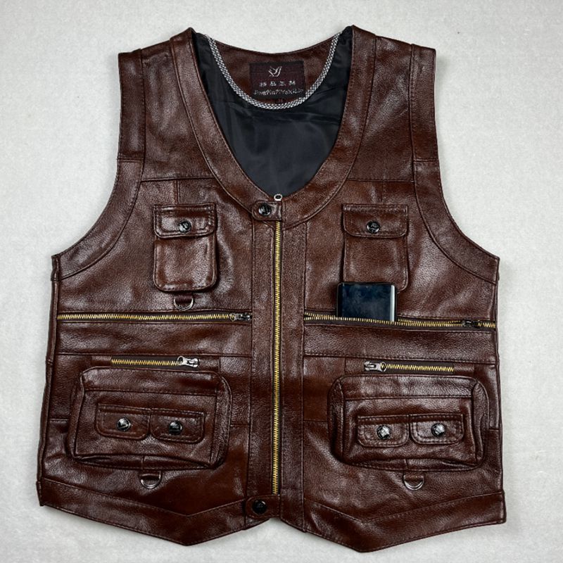 جلد البقر سترة جلدية حقيقية صد - مراجعة Leather Work Vest وسعره