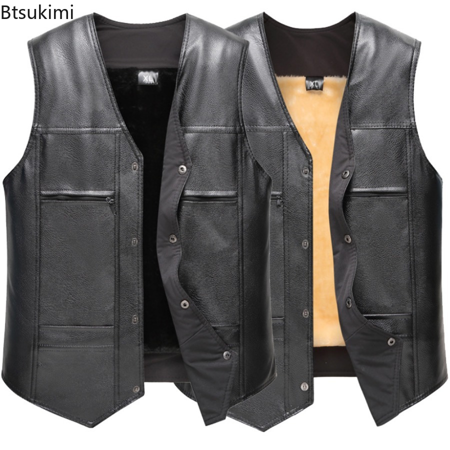 خريف شتاء جديد الرجال سترة جلد - مراجعة Leather Work Vest وسعره