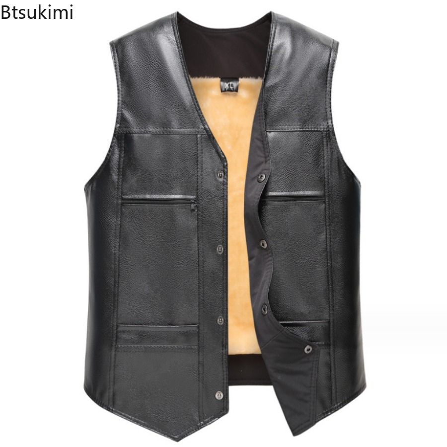 خريف شتاء جديد الرجال سترة جلد - مراجعة Leather Work Vest وسعره