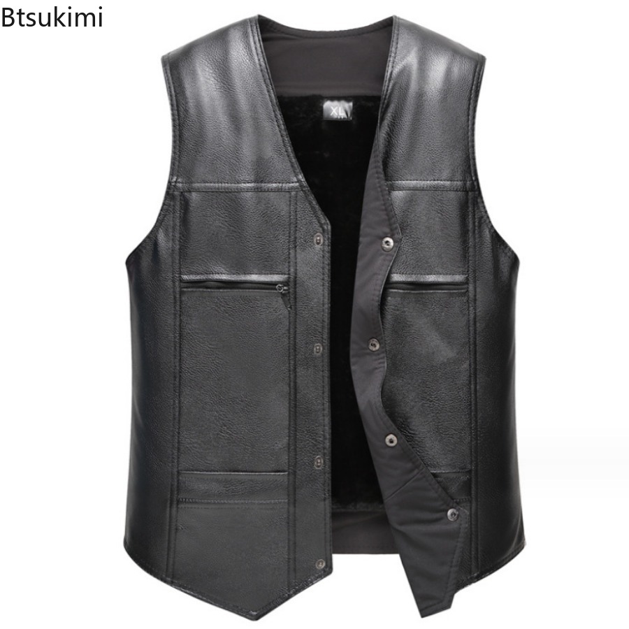 خريف شتاء جديد الرجال سترة جلد - مراجعة Leather Work Vest وسعره