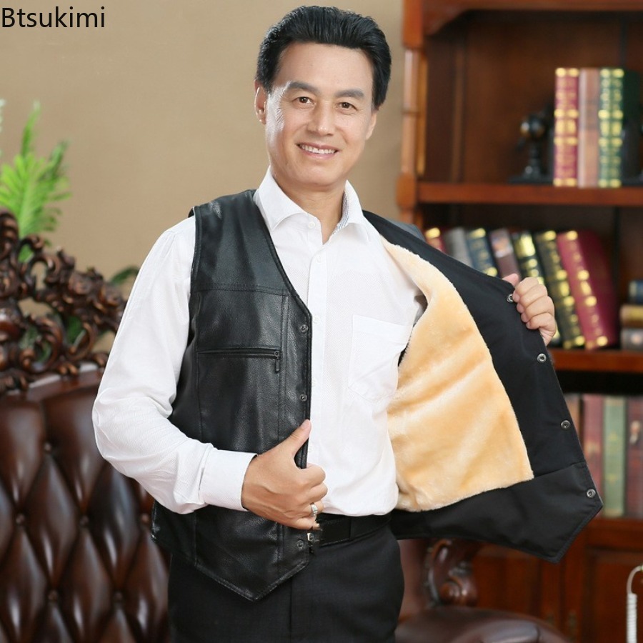 خريف شتاء جديد الرجال سترة جلد - مراجعة Leather Work Vest وسعره