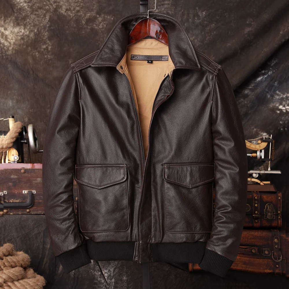 سترة طيار A2 من الجلد الطبيعي  - مراجعة Leather Work Jacket وسعره