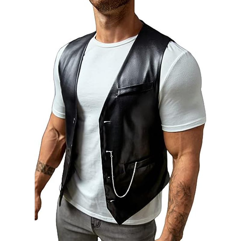 جديد بسيط الرجال بو سليم صالح  - مراجعة Leather Work Vest وسعره