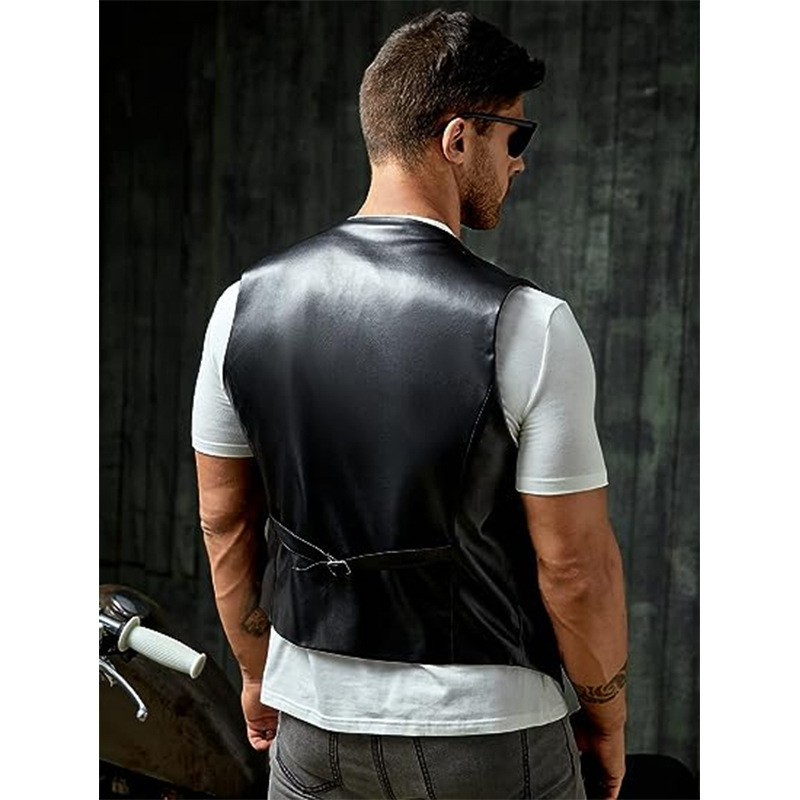 جديد بسيط الرجال بو سليم صالح  - مراجعة Leather Work Vest وسعره