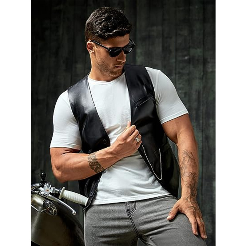 جديد بسيط الرجال بو سليم صالح  - مراجعة Leather Work Vest وسعره