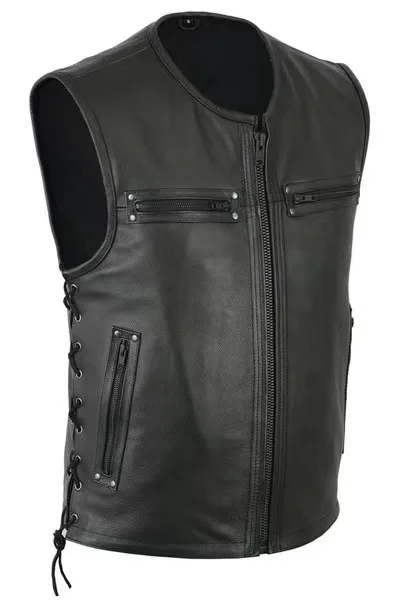 سترة جلدية جديدة بلون واحد ويا - مراجعة Leather Work Vest وسعره