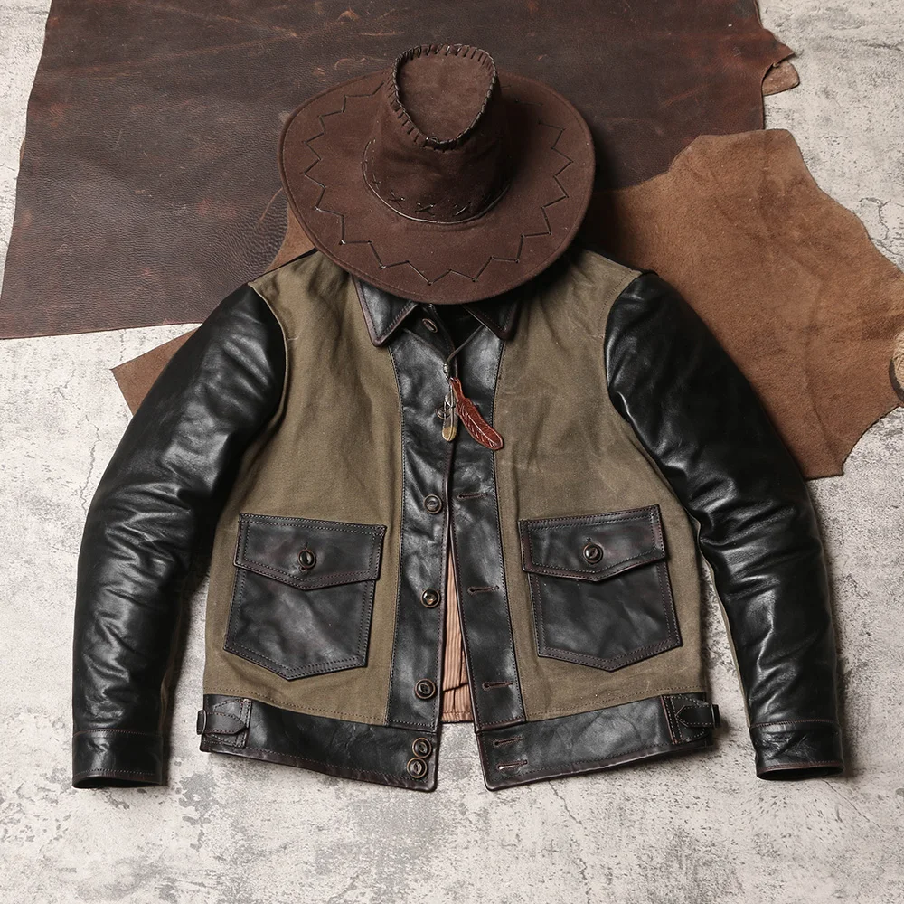 متجر CC-سترة جلدية حقيقية للرب - مراجعة Leather Work Jacket وسعره